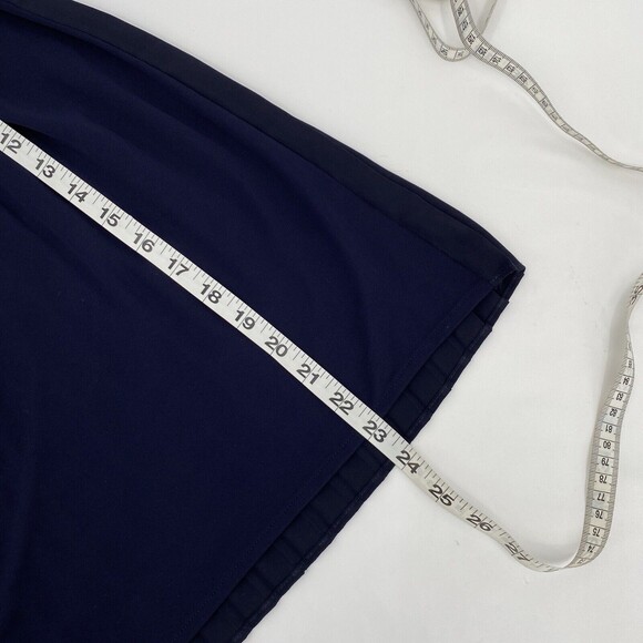 Ann Taylor Women's Round Neck Sleeveless Pleated Tank Top Blouse Navy Blue XS - Picture 8 of 9